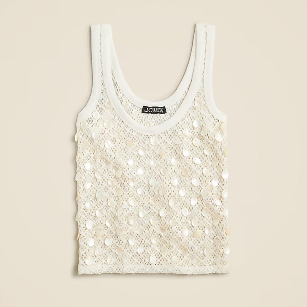 Crochet shell-embroidered tank top j.crew brand new